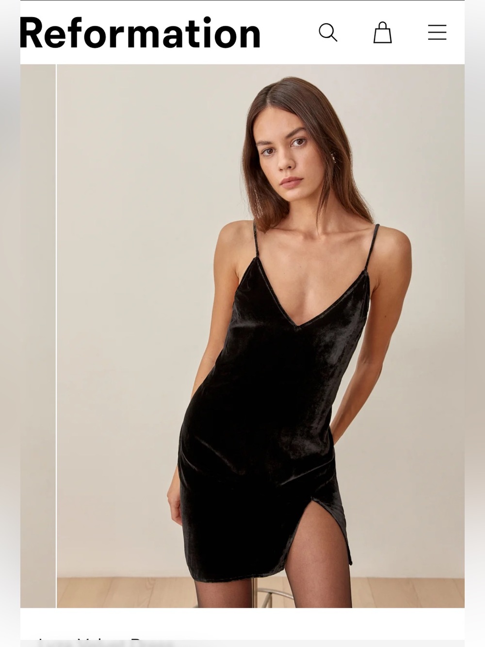 Reformation LYZA black velvet silk cocktail dress/MEDIUM NWOT, Rare/Luxury LBD